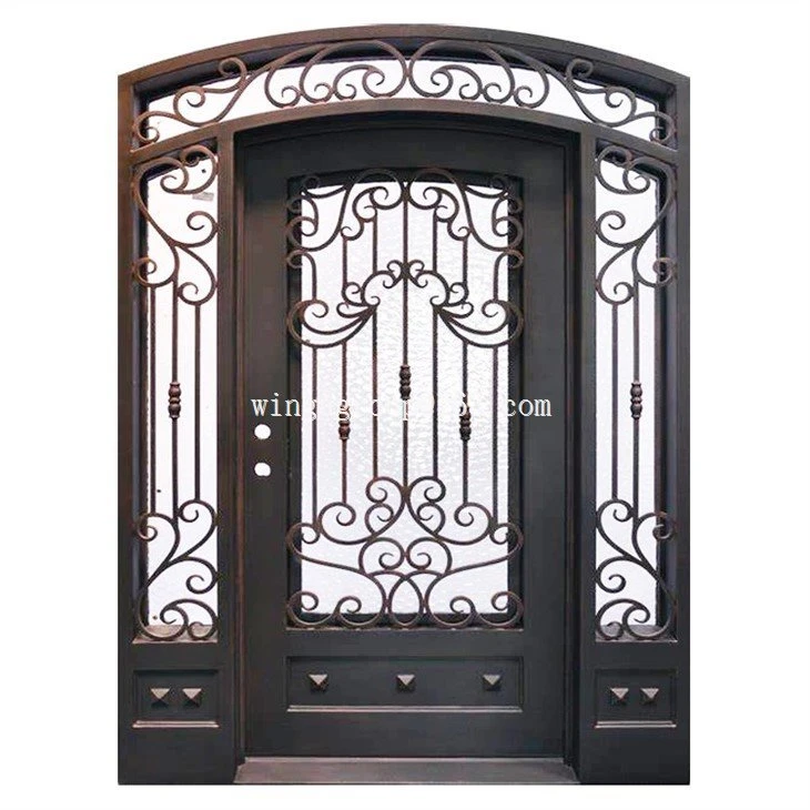 Sidelight Front Entry Double Custom Wrought Iron Door
